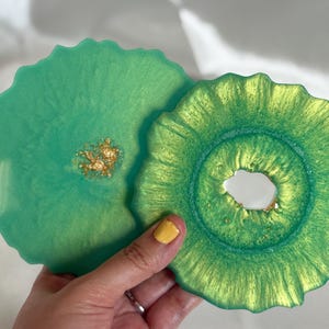 Resin coasters Green coasters, Handmade resin coasters for office, bedroom, jewelry storage, Gift for friend, Color Of The Year 2025